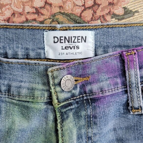 Denizen From Levis Jeans Mens 32x29* Blue 231 Athletic Fit Stretch Denim Tie Dye - Picture 10 of 12